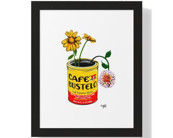 Coffee and Flowers for Breakfast, Illustration Framed Art Print
