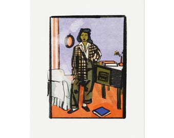 Mexican Woman Pachuca Watercolor Art Print, Home Decor