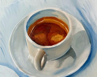 Original Oil Painting: Espresso Macchiato, 8x8