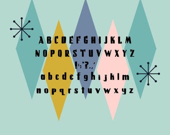 Jetstream Midcentury Modern Font - FREE 27 extra midcentury illustrations!