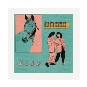 Mid-Century Mexican Women Art Print, Textured Watercolor Paper image 12