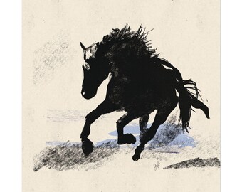 Horse Painting Poster: Desert Run, Textured Watercolor Art Print