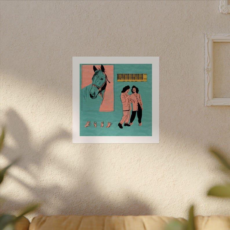 Mid-Century Mexican Women Art Print, Textured Watercolor Paper image 8