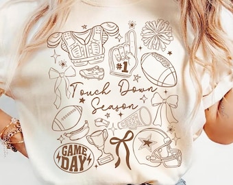 Touch Down Season Football PNG, Fall Game Day Sublimation Design, Retro Football Mom PNG, Touchdown Clipart for Shirts Mugs Totes