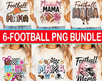 Football Mama PNG Bundle, Game Day Sublimation Designs, Retro Sports Mom PNG, Leopard Print Football Shirt Design, Cricut & Sublimation