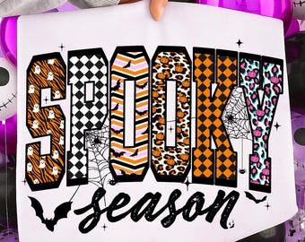 Retro Spooky Leopard Checkered PNG, Halloween Fall Design (Sublimation)