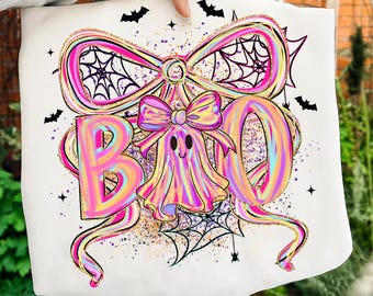 Preppy Ghost PNG | Boo Coquette Bow Design (Digital Download)