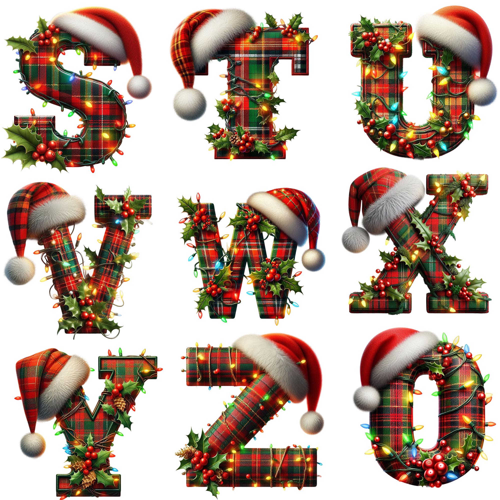 Christmas Alphabet Clipart Bundle PNG, Festive Letter Set for Holiday ...