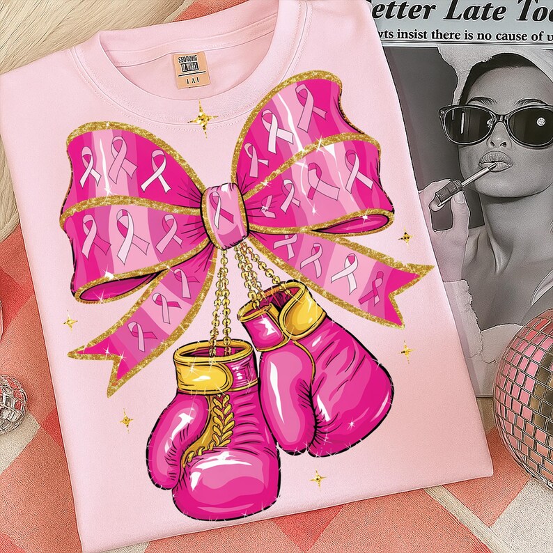 Coquette Boxing Gloves Breast Cancer PNG | Pink Ribbon Awareness ...