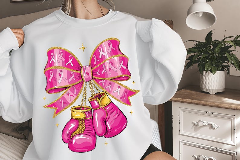 Coquette Boxing Gloves Breast Cancer PNG | Pink Ribbon Awareness ...