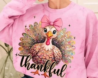Pavo brillante de Acción de Gracias PNG, Pavo brillante de otoño PNG, Diseño de sublimación de coqueta adorable, Cosecha de otoño retro PNG, Otoño festivo
