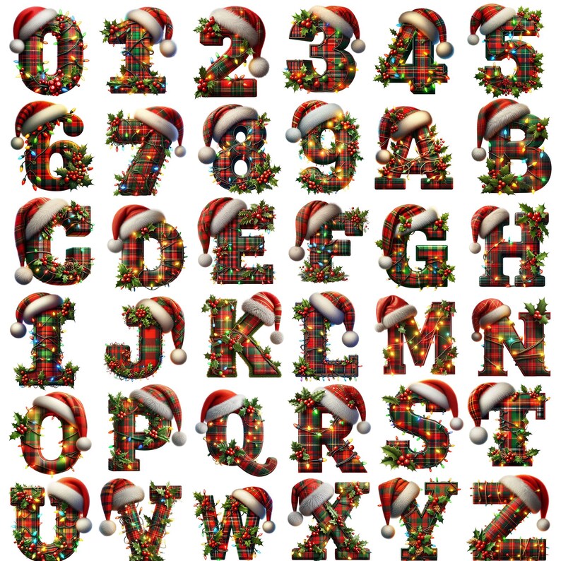 Paquete de imágenes prediseñadas del alfabeto navideño en formato PNG ...
