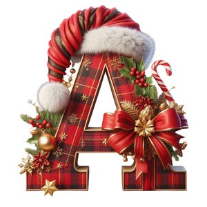 Christmas Alphabet Clipart Bundle PNG, Festive Holiday Letters Set for ...