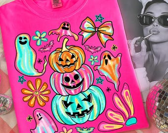 Boho Halloween Ghost Pumpkin PNG | Retro Fall Sublimation (Digital Download)