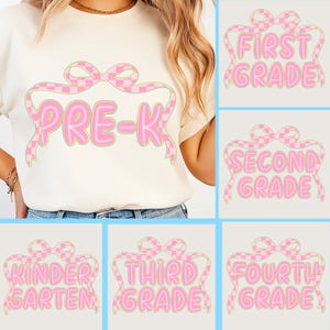 Pacchetto PNG Preppy Back to School, design per maglietta insegnante SVG, fiocco Coquette png