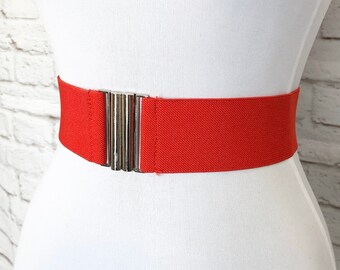 HELL BUNNY Red Retro 50s Rockabilly Nurses Elasticated Cinch Waist Belt 