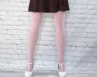 Vintage 90s Does 60s Pink Opaque Tights Hosiery Hose Mod Twiggy Grunge BalletCore