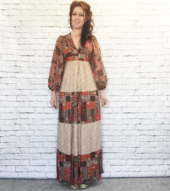 patchwork maxi dress