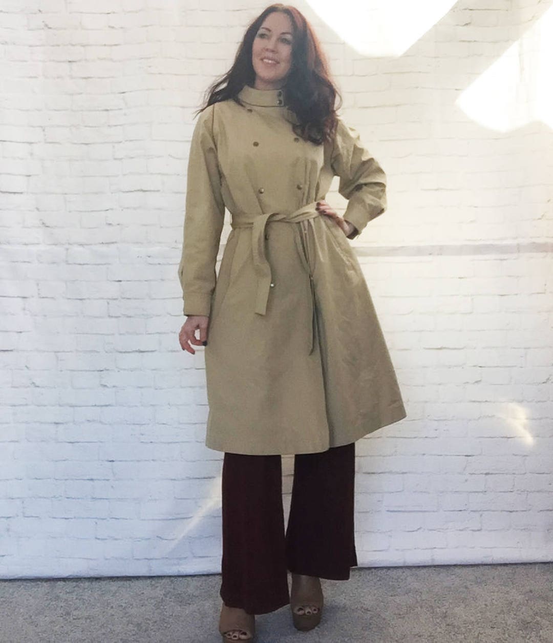 Vintage 80s Mod Military Belted Midi Trench Coat L XL - Etsy