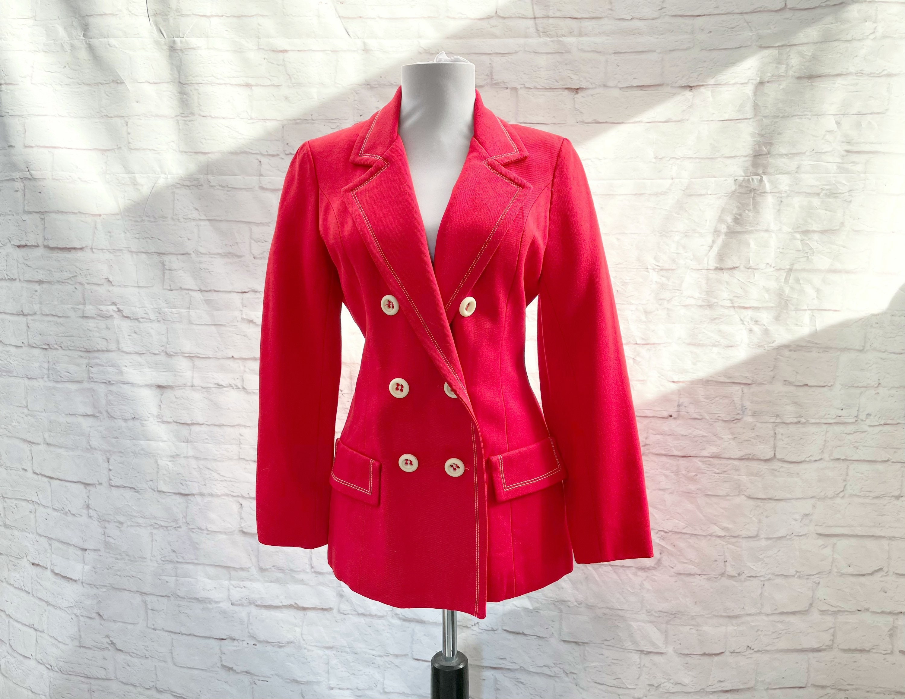 Vintage 60s Nautical Double-breasted Sailor Button Blazer Coat