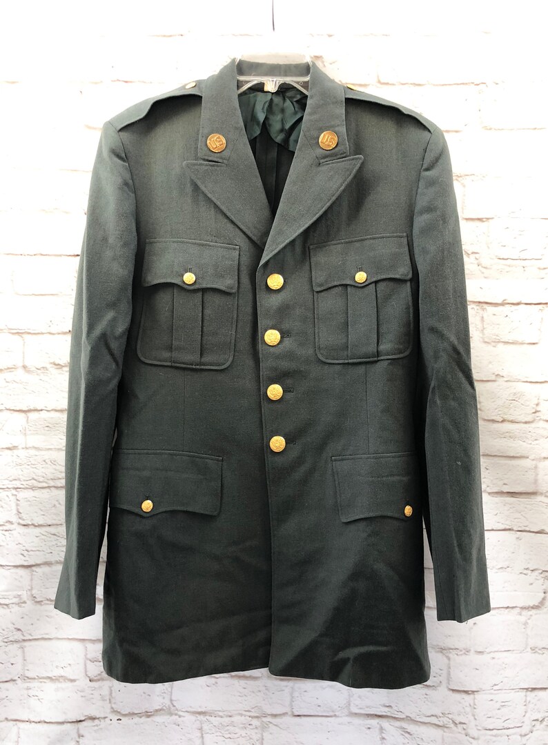 Vintage 50s Men's Military Army Coat Blazer Jacket Dark | Etsy