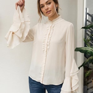 2000s Ruffle Blouse - Etsy