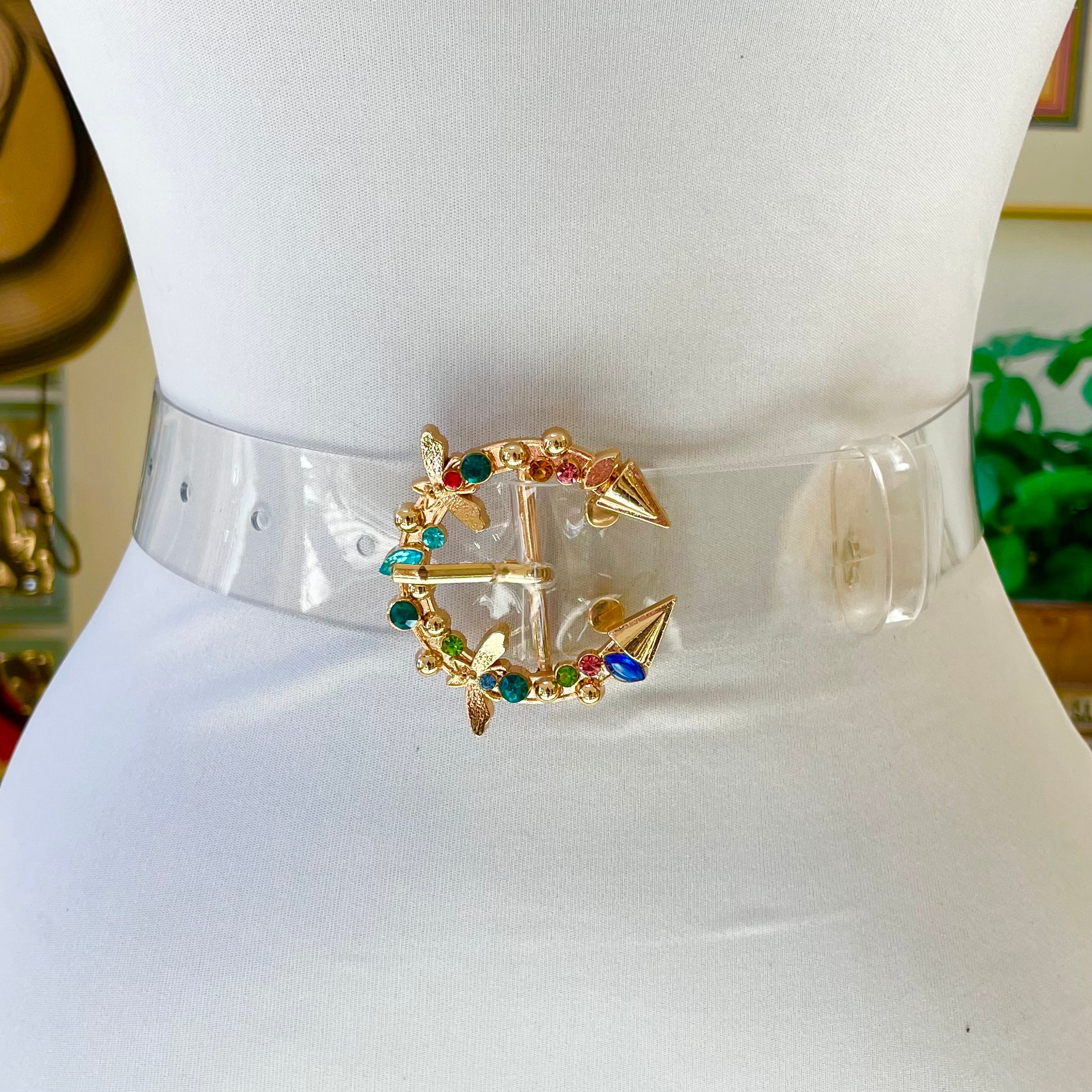 Jdlsppl Women's Metal Belt Waist Chain Dress Belts Chunky Rhinestone Buckle  Siver/ Gold Style6 One Size