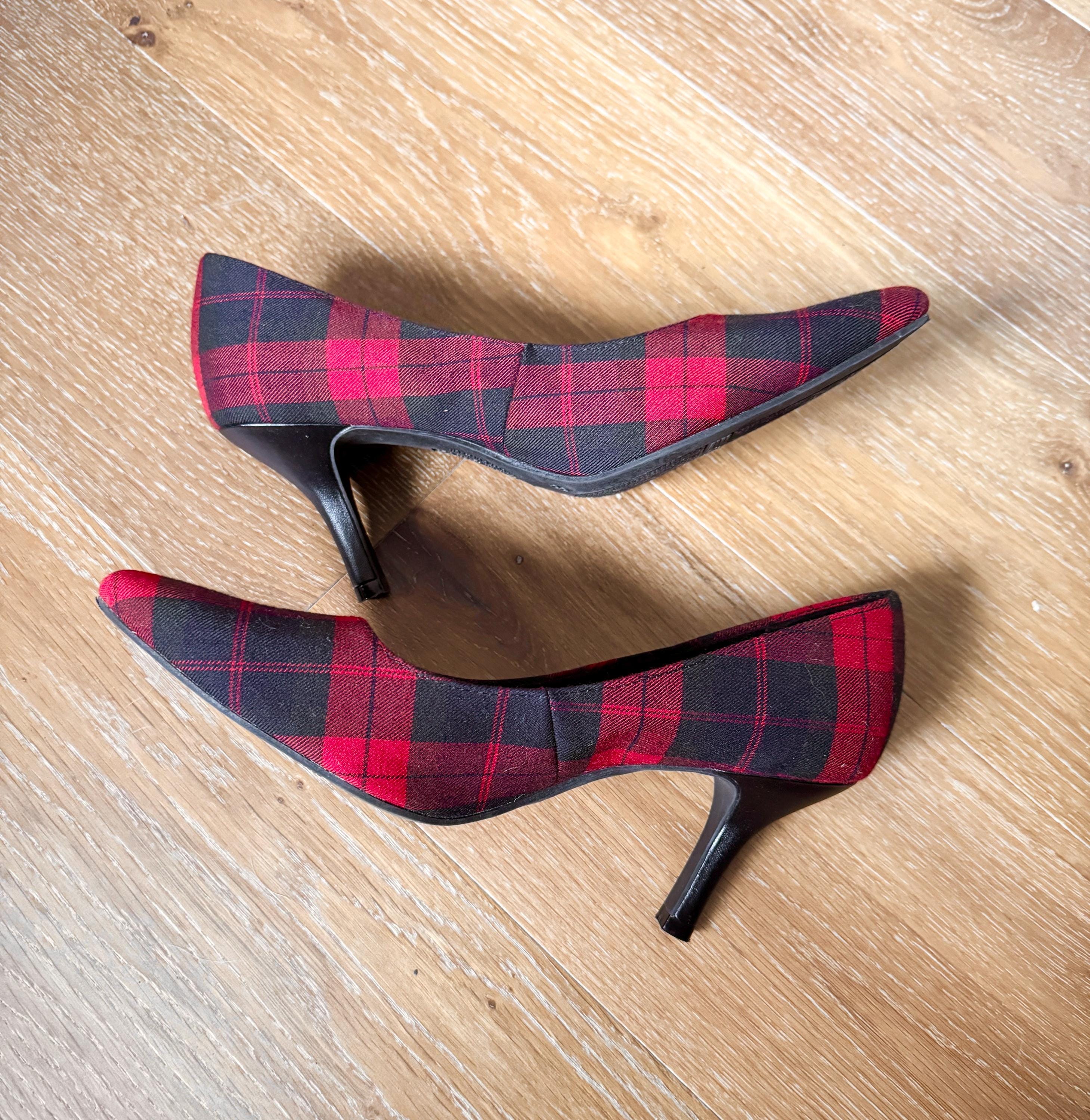 Red Plaid Heels