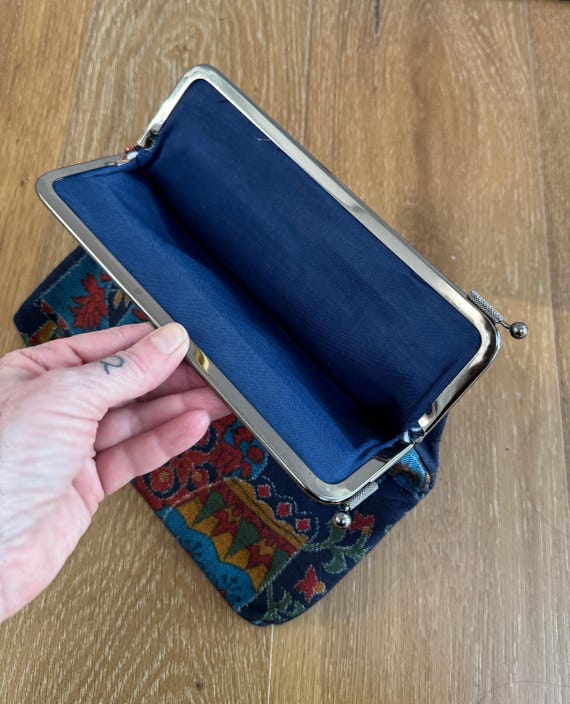 Vintage 60s Mod Scandi Patchwork Navy Foldover Cl… - image 4