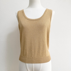 Vintage 80s St John Knit Gold Metallic Santana Knit Sweater Vest S