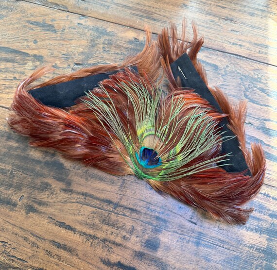 Deadstock NIP Vintage 70s Peacock Pheasant Feather Cowboy  display picture 2