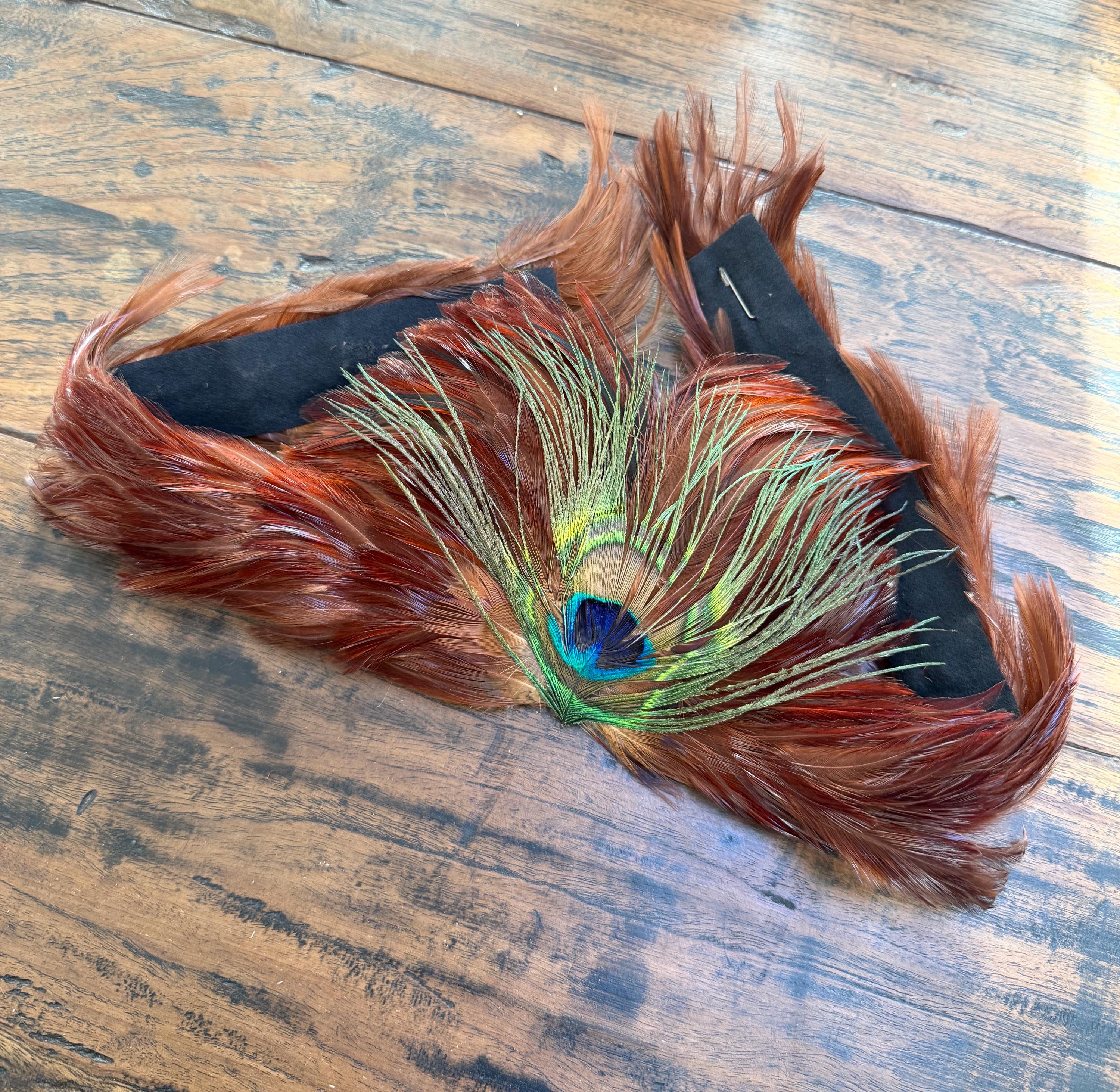 1970\'s vintage‎ classic multicolored real feather (rooster & pheasant) headband 1970\ main image 2