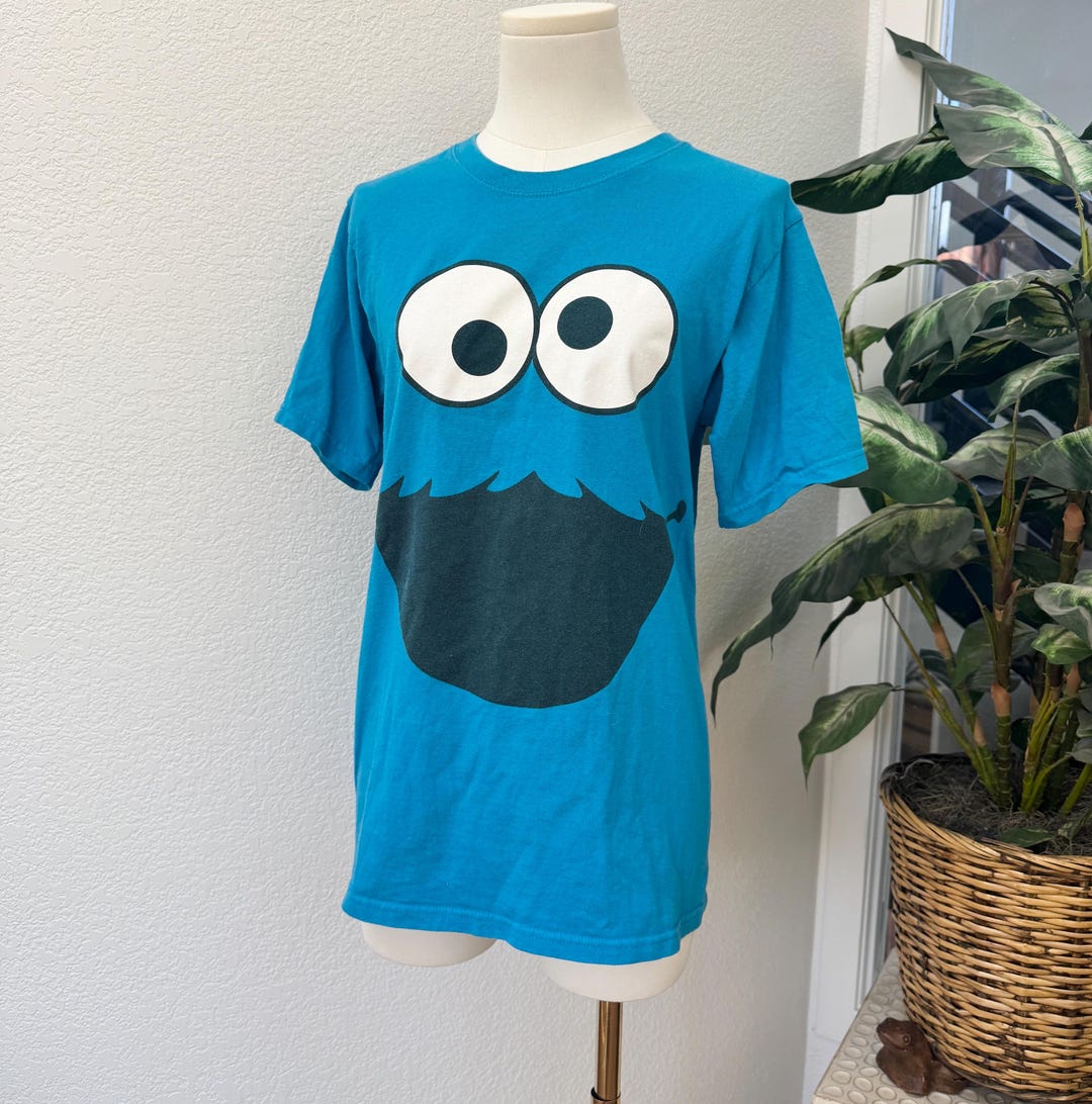Vintage Y2K Sesame Street Cookie Monster T-shirt S Unisex Novelty