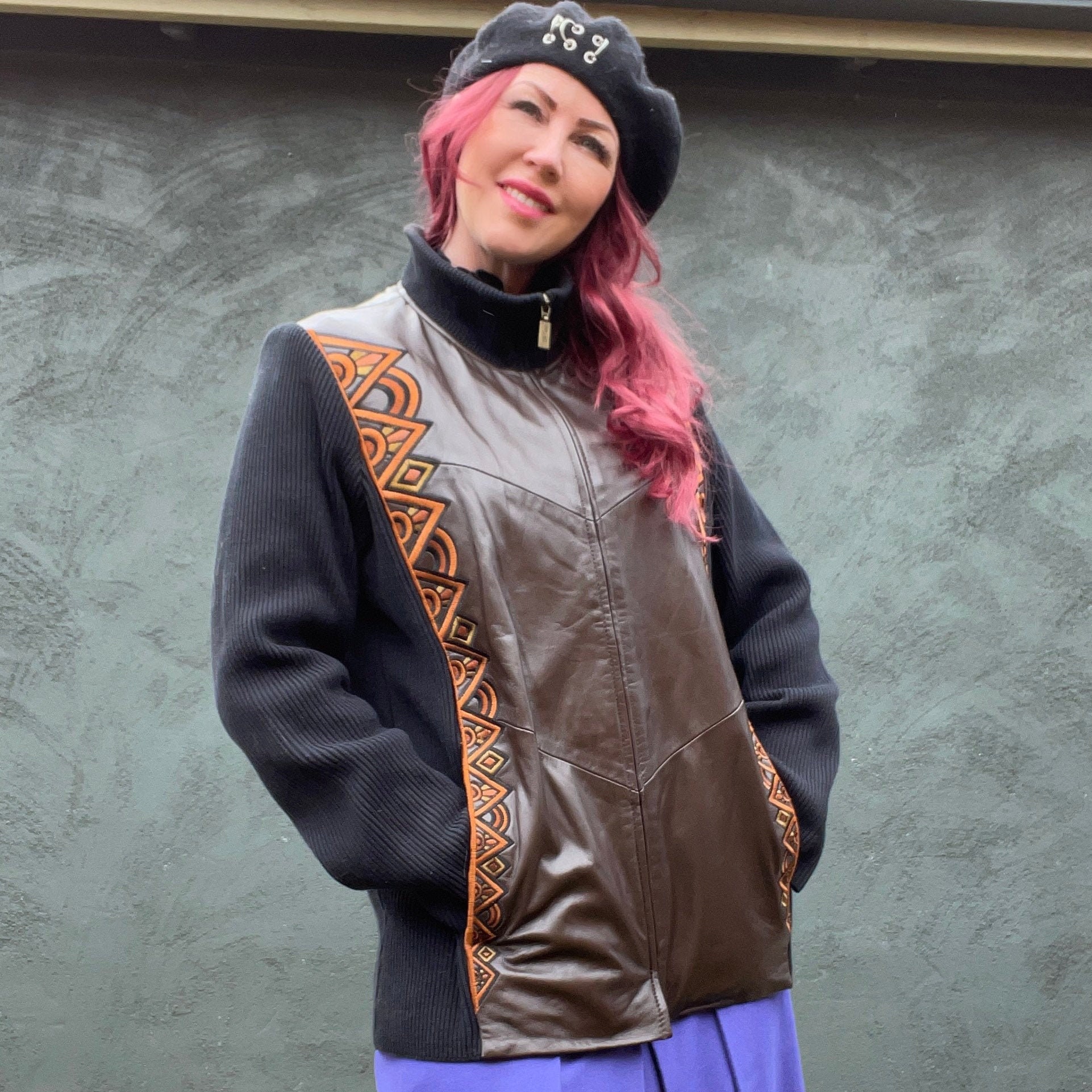 Vintage 90s Bob Mackie Wearable Art Embroidered Leather Jacket - Etsy