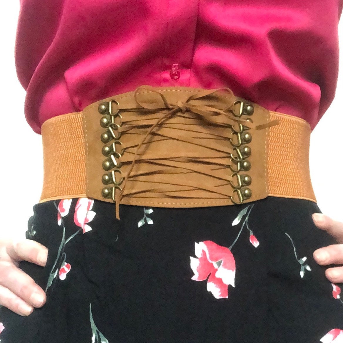 Boutique, Accessories, Corset Belt Brown Lace Up Leather Velcro Pirate