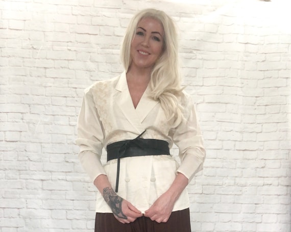 Vintage 80s Gunne Sax Embroidered Oversized Linen