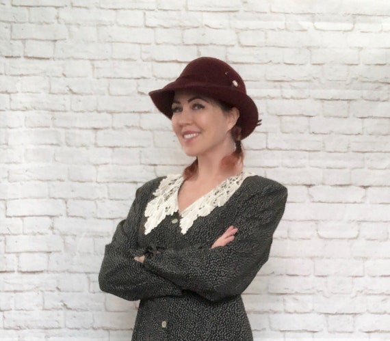 Vintage 70s Wool Felt Convertable Brim Fedora Hat