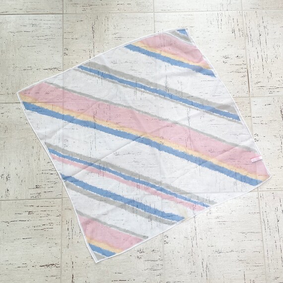 Vintage 80s Sheer Watercolor Paint Striped Square Sca… Gem