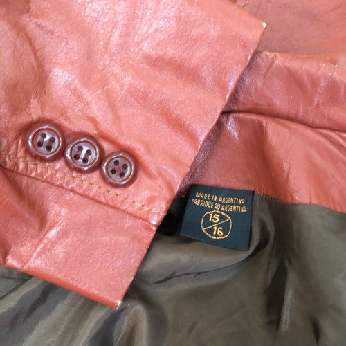 Vintage 70s Leather Jacket Fitted Waist Rust Red shops Brown Pockets L