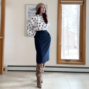 Vintage 80s Navy Wool Pendleton Office Pencil Skirt 16 Clearance Costume