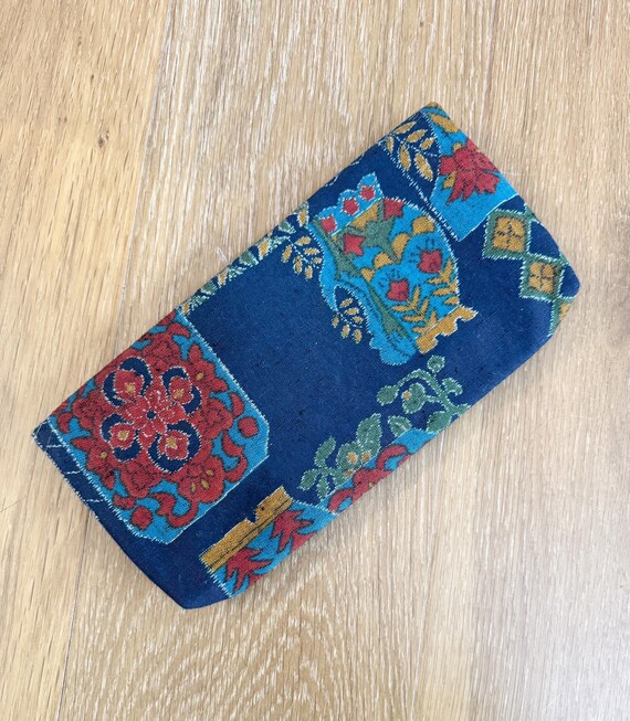 Vintage 60s Mod Scandi Patchwork Navy Foldover Cl… - image 3