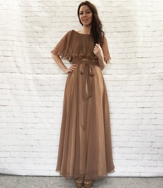 Vintage 60s Chiffon Pleated Shawl Sheer 