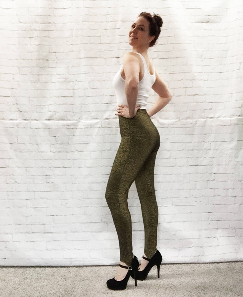 Vintage 80s Gold Black Metallic Stretch 