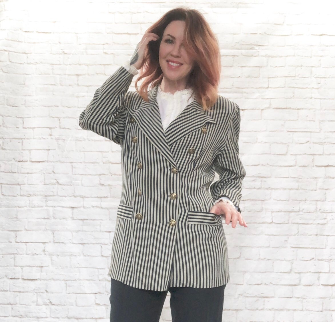 striped boyfriend blazer