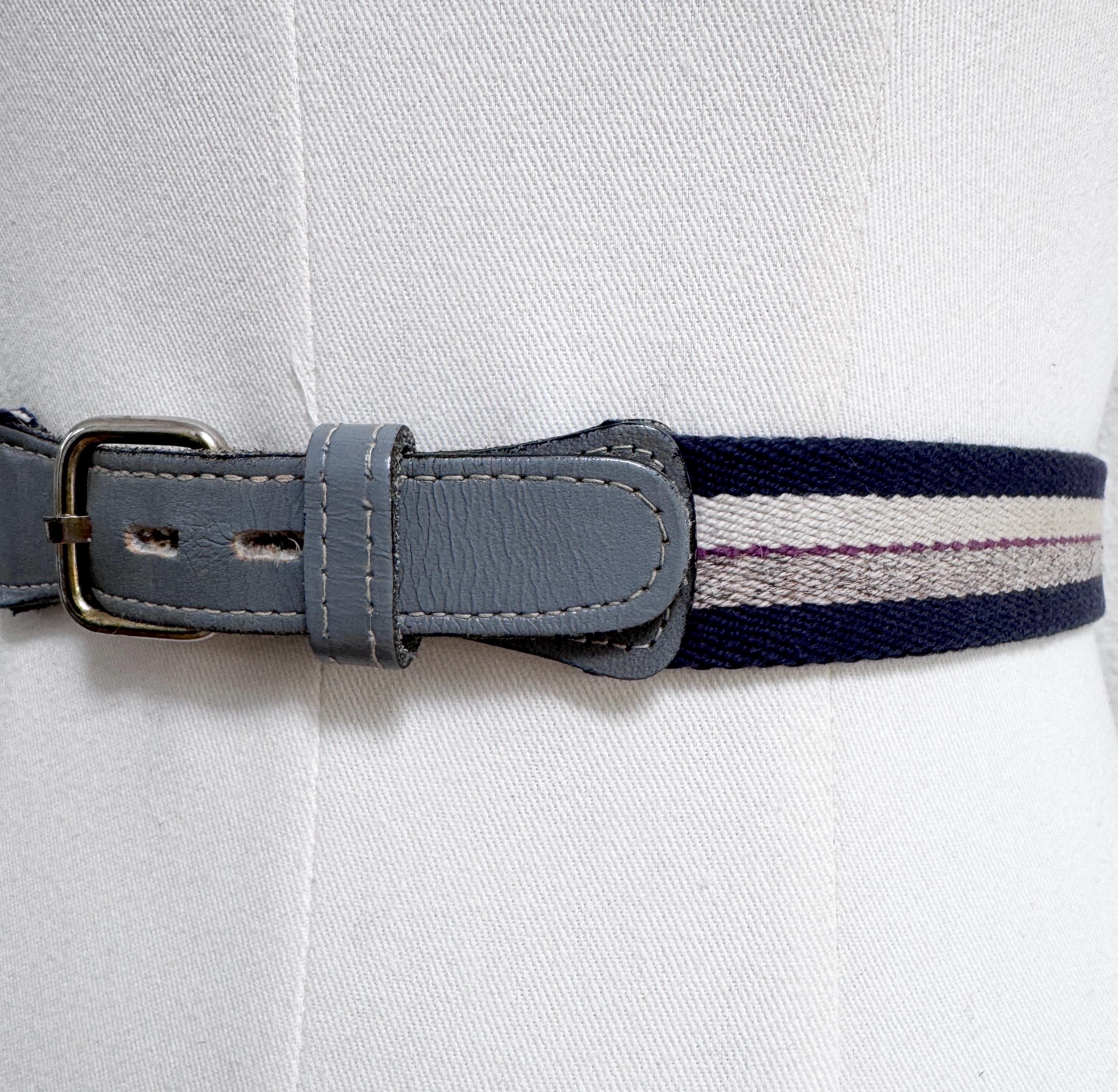 1980s Vintage Woven Belts Ribco Size 34 Lot of 2 Leather Ends Preppy Coastal 70s 80s Floral Tooled Leather Skinny Thick Brown Belt  main image 2