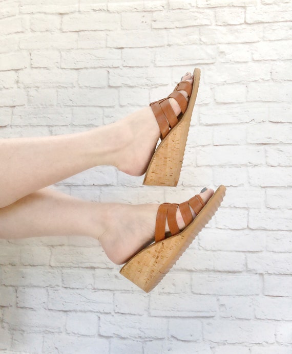 cork wedge mules