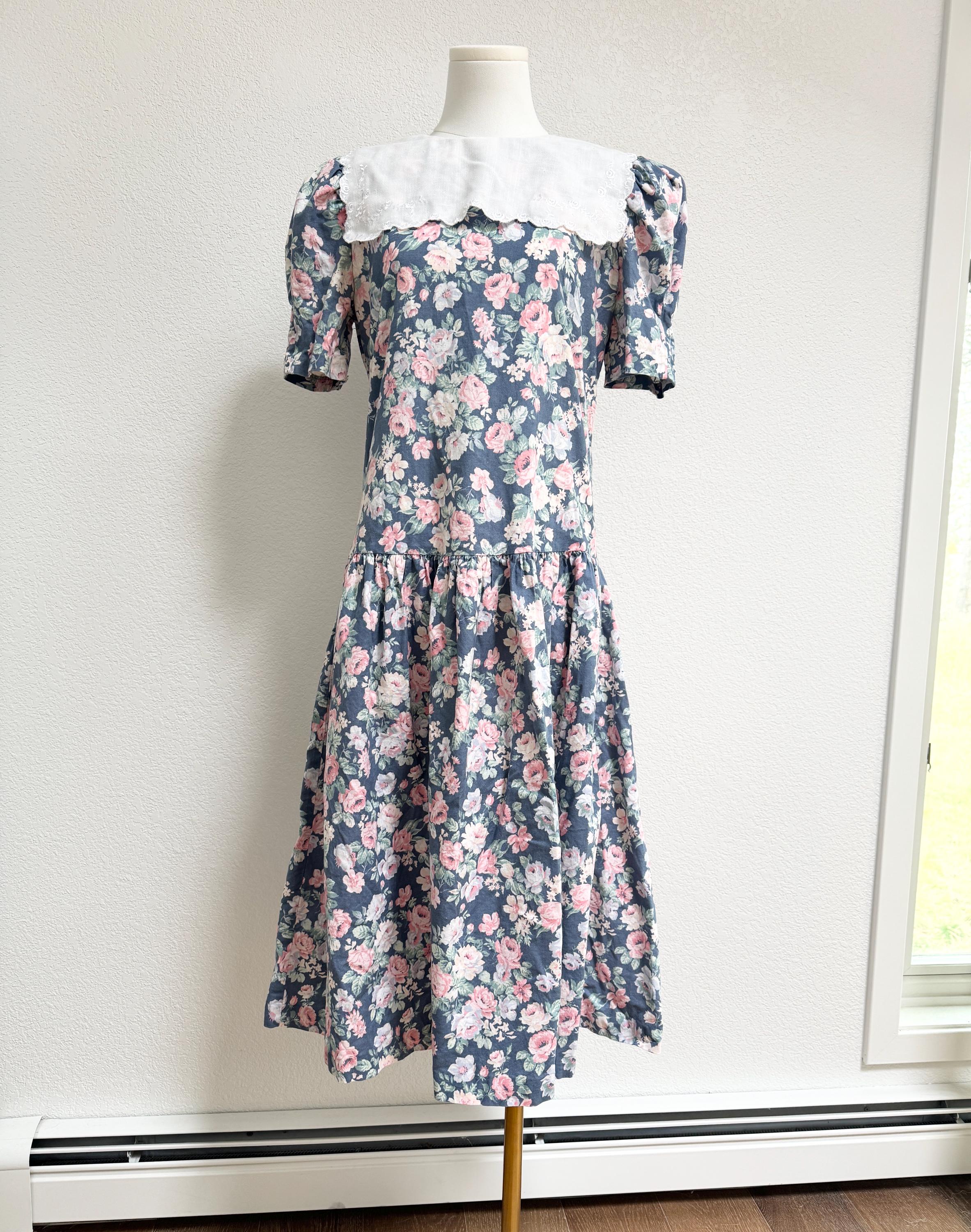 80s Puff Sleeve Blue Dress Denmark