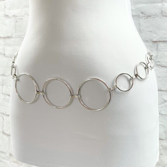 Vintage 90s Does 60s Chain Belt Circles Silver Metal Hipster - Etsy