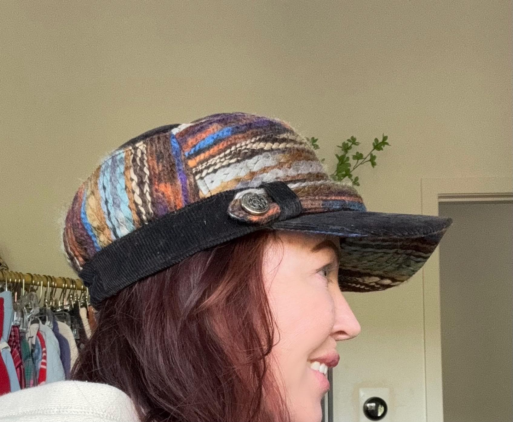 Vintage Y2K 2000s Military Cadet Cap Hat Woven Striped Black