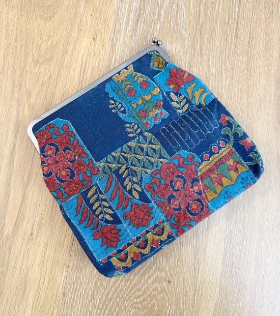 Vintage 60s Mod Scandi Patchwork Navy Foldover Cl… - image 2